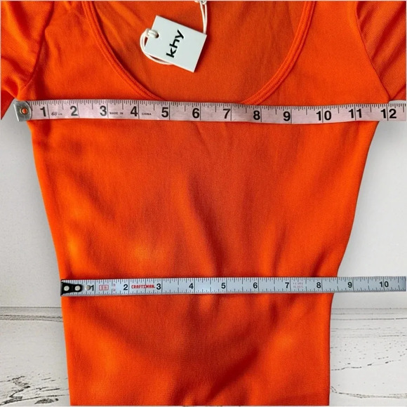 RARE NWT KHY BY KYLIE JENNER Mesh Scoop Neck Maxi Dress Orange Size S - Picture 3 of 10